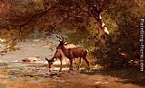 Thomas Hill Deer in a Landscape painting